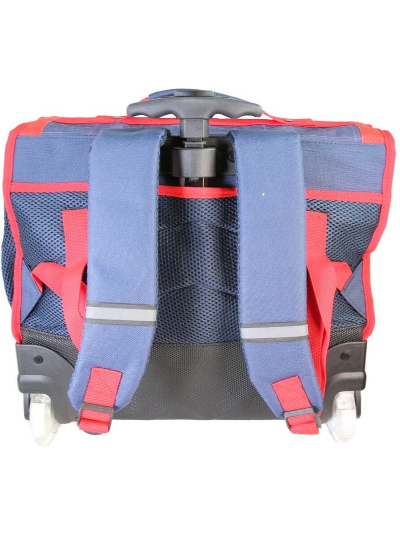 Mochila escolar con ruedas para niño Phileas Coche de 41 cm – 2 compartimentos – Azul y rojo Azul - Kiabi