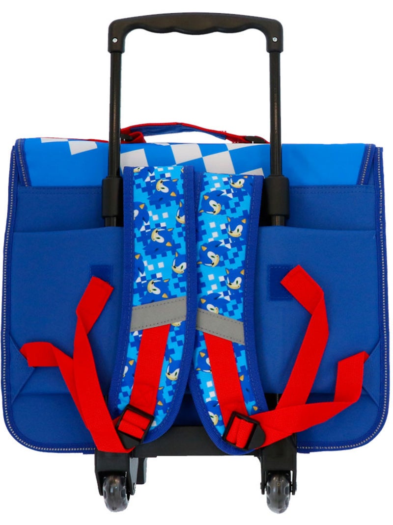Mochila escolar con ruedas sonic flash 41 cm 2 compartimentos Negro Rosa oscuro Azul - Kiabi