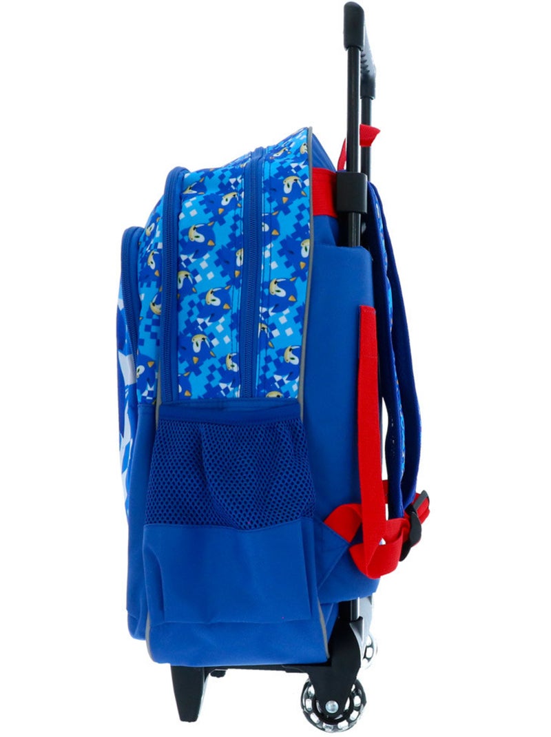 Mochila escolar con ruedas sonic flash 48 cm 2 compartimentos con cremallera Negro Blanco - Kiabi
