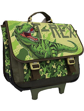 Mochila escolar con ruedas t-rex 2 compartimentos de lona reforzada