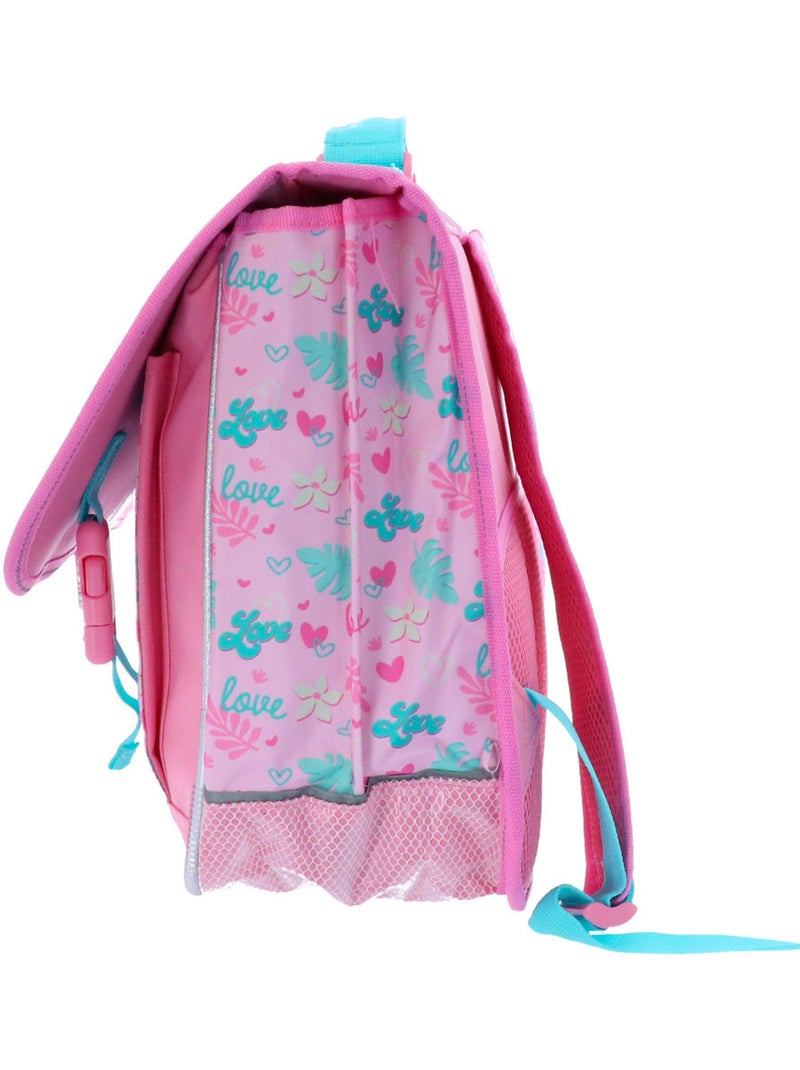 Mochila escolar con solapa lilo y stitch angel 41 cm poliéster Blanco Rosa Azul - Kiabi