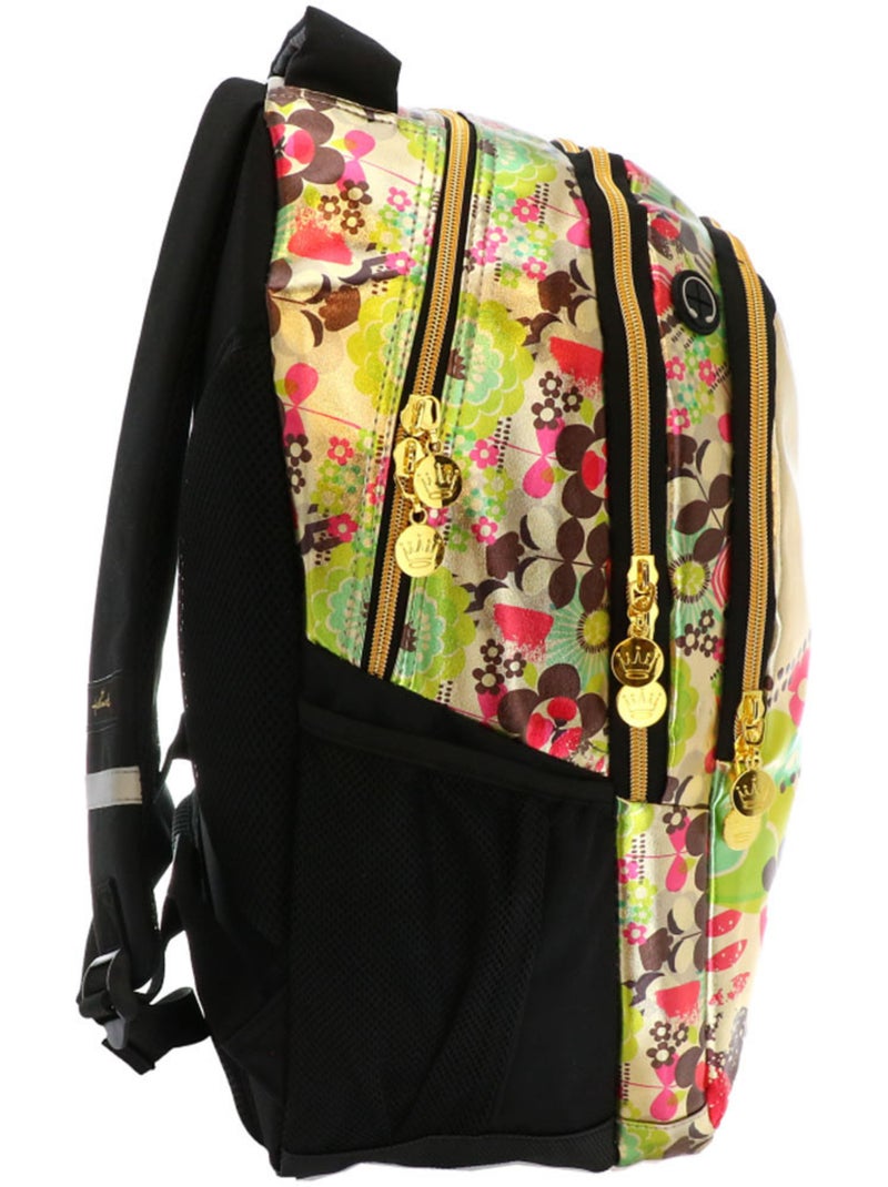 Mochila escolar de tejido metalizado con motivo floral hallmark Blanco dorado Azul - Kiabi