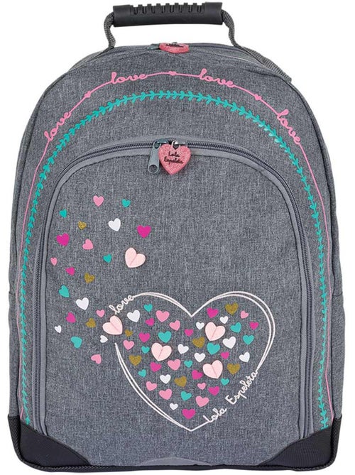 Mochila escolar de textil con motivo de corazones lola espeleta 42 cm - Kiabi