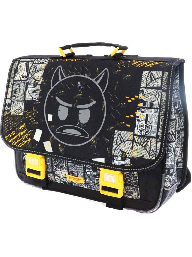 Mochila escolar emoji devil ideal para primaria 41 cm Negro Amarillo - Kiabi