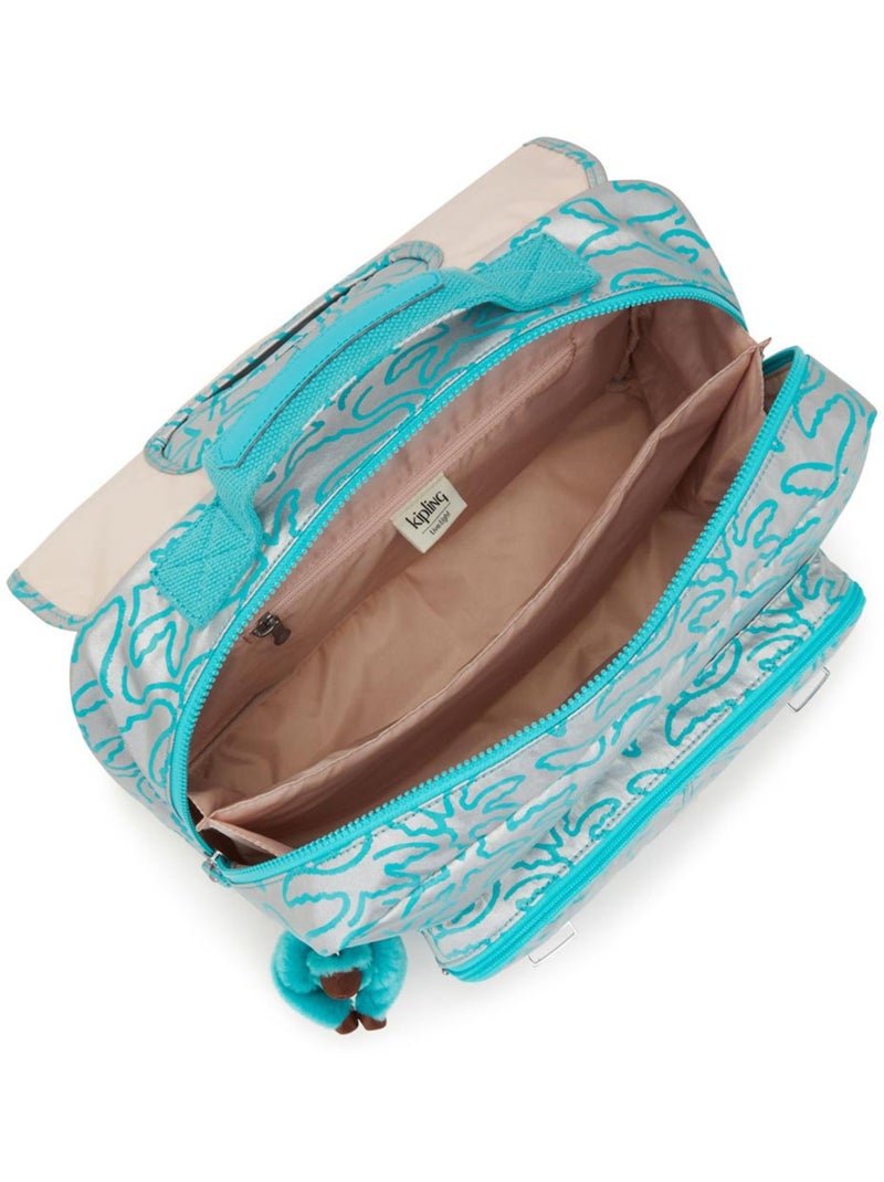 Mochila escolar infantil kipling iniko metallic palm 40 cm - calidad premium Azul gris - Kiabi