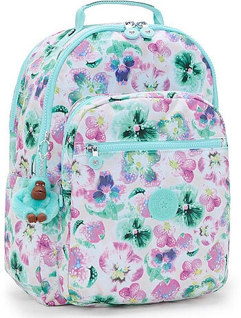 Mochila escolar kipling seoul de tejido sintético con estampado floral