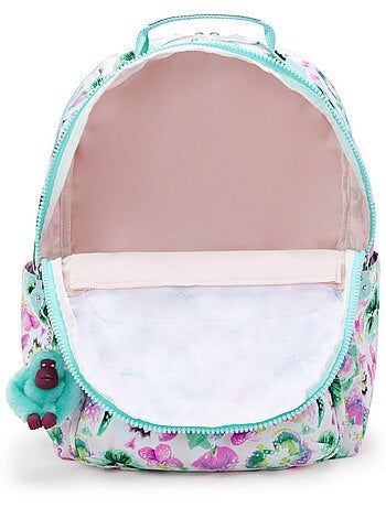 Mochila escolar kipling seoul de tejido sintético con estampado floral
