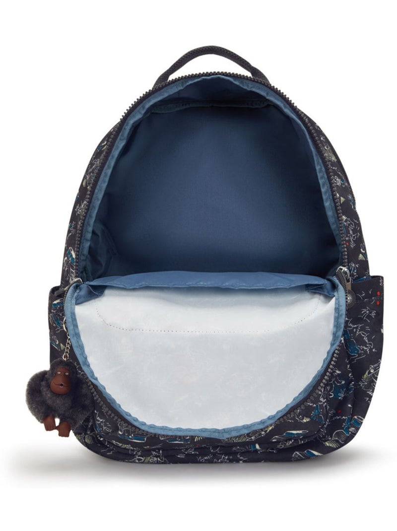 Mochila escolar kipling seoul de tejido sintético estampado Negro Azul - Kiabi