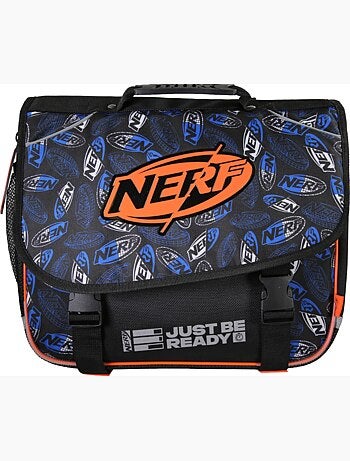 Mochila escolar NERF Off Screen 38 cm negro y naranja 2 compartimentos