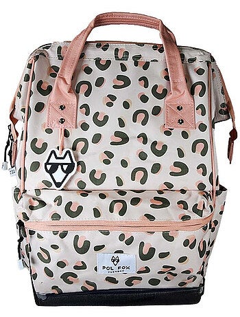 Mochila escolar niña 1 compartimento POL FOX Crush rosa motivo leopardo