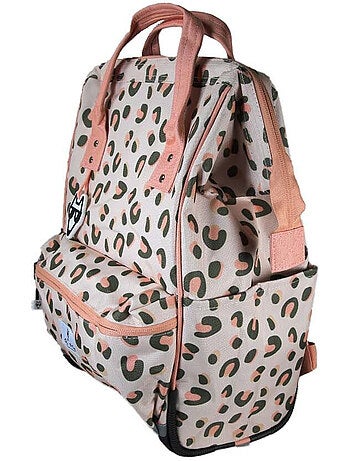 Mochila escolar niña 1 compartimento POL FOX Crush rosa motivo leopardo