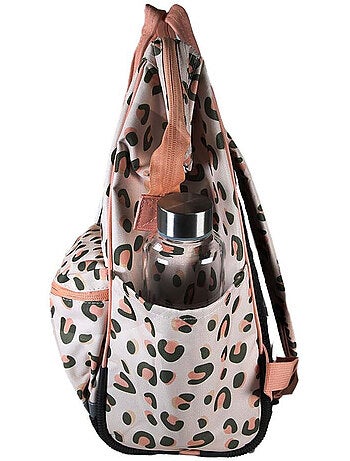 Mochila escolar niña 1 compartimento POL FOX Crush rosa motivo leopardo