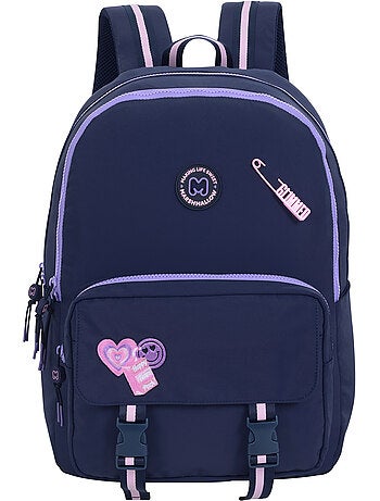 Mochila escolar niña 2 compartimentos MARSHMALLOW Glimmed azul noche