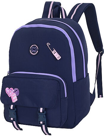 Mochila escolar niña 2 compartimentos MARSHMALLOW Glimmed azul noche