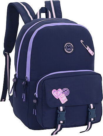 Mochila escolar niña 2 compartimentos MARSHMALLOW Glimmed azul noche