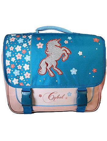 Mochila escolar niña Cybel Unicornio 38 cm azul y rosa 2 compartimentos