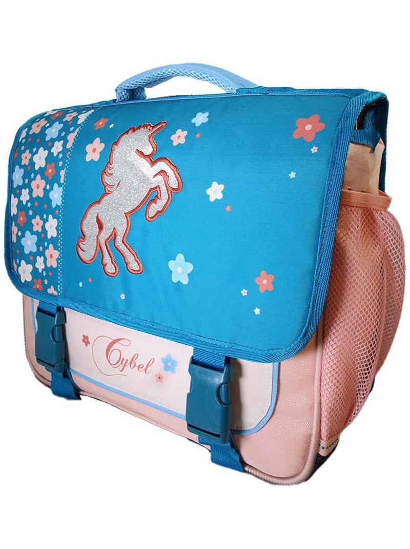 Mochila escolar niña Cybel Unicornio 38 cm azul y rosa 2 compartimentos Multicolor - Kiabi