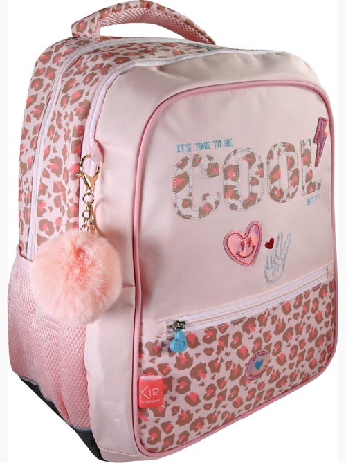 Mochila escolar niña KIP Graou 2 compartimentos rosa estampado leopardo - Kiabi Mochila escolar niña KIP Graou 2 compartimentos rosa estampado leopardo - Kiabi