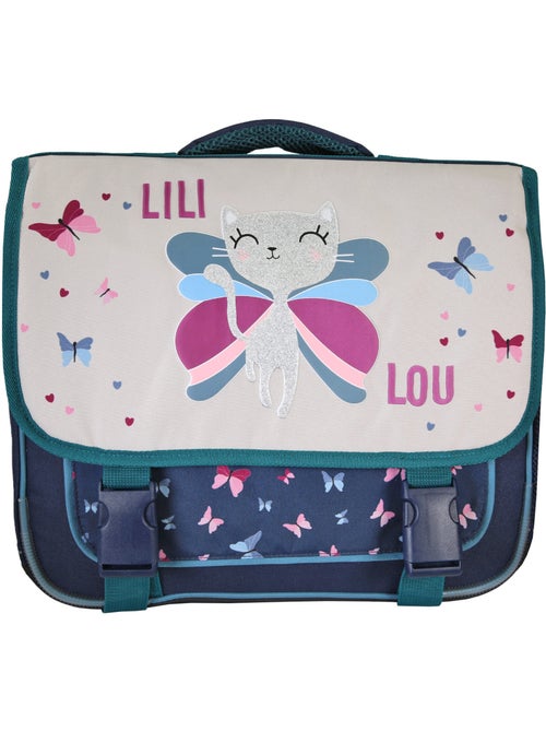 Mochila escolar niña Lili Lou 38 cm beige y azul 2 compartimentos - Kiabi Mochila escolar niña Lili Lou 38 cm beige y azul 2 compartimentos - Kiabi