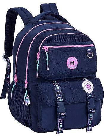 Mochila escolar niña Marshmallow Pixelly 2 compartimentos azul noche