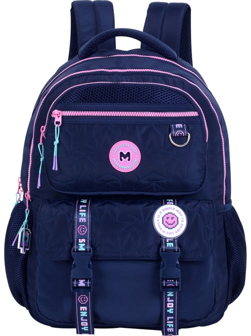 Mochila escolar niña Marshmallow Pixelly 2 compartimentos azul noche - Kiabi