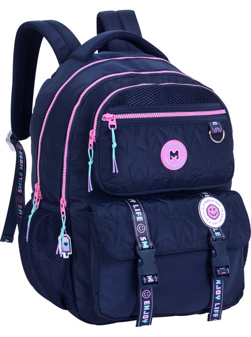 Mochila escolar niña Marshmallow Pixelly 2 compartimentos azul noche - Kiabi