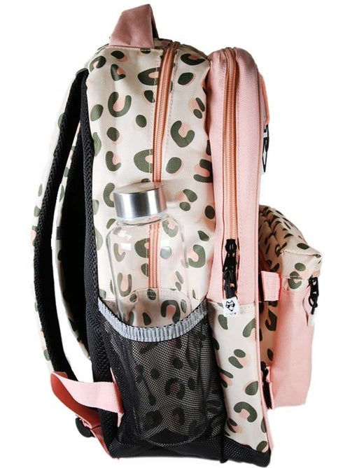 Mochila escolar niña POL FOX CRUSH reversible 2 compartimentos rosa estampado leopardo - Kiabi Mochila escolar niña POL FOX CRUSH reversible 2 compartimentos rosa estampado leopardo - Kiabi