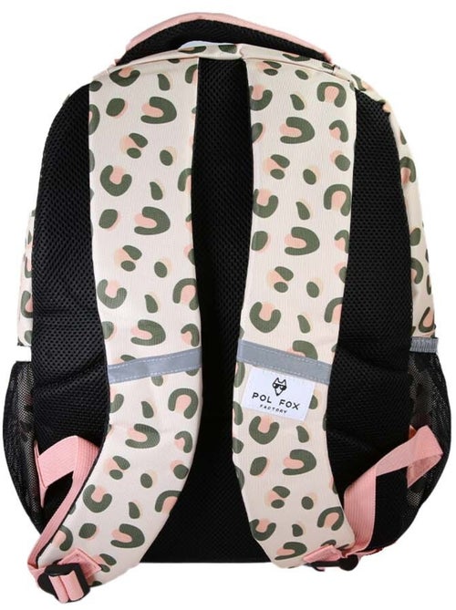 Mochila escolar niña POL FOX CRUSH reversible 2 compartimentos rosa estampado leopardo - Kiabi Mochila escolar niña POL FOX CRUSH reversible 2 compartimentos rosa estampado leopardo - Kiabi