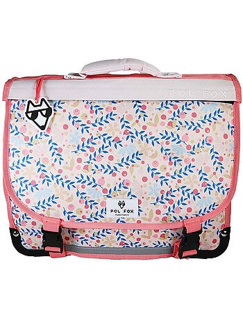Mochila escolar niña POL FOX HAPPY BLUSH 38 cm reversible 2 compartimentos rosa motivo flor