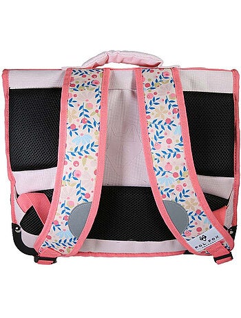 Mochila escolar niña POL FOX HAPPY BLUSH 38 cm reversible 2 compartimentos rosa motivo flor