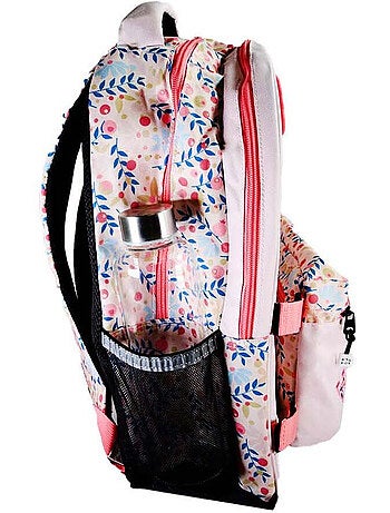 Mochila escolar niña POL FOX HAPPY BLUSH reversible 2 compartimentos rosa motivo flor