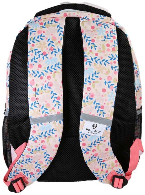 Mochila escolar niña POL FOX HAPPY BLUSH reversible 2 compartimentos rosa motivo flor - Kiabi Mochila escolar niña POL FOX HAPPY BLUSH reversible 2 compartimentos rosa motivo flor - Kiabi