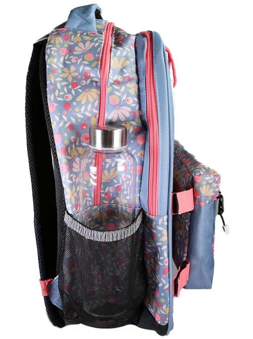 Mochila escolar niña POL FOX HAPPY JEAN reversible 2 compartimentos azul marino motivo flor - Kiabi Mochila escolar niña POL FOX HAPPY JEAN reversible 2 compartimentos azul marino motivo flor - Kiabi
