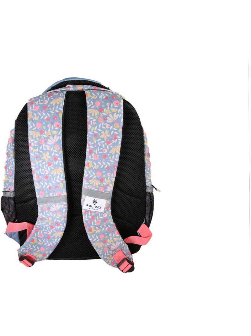 Mochila escolar niña POL FOX HAPPY JEAN reversible 2 compartimentos azul marino motivo flor Multicolor - Kiabi
