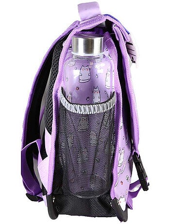 Mochila escolar niña POL FOX HELLO 38 cm reversible 2 compartimentos violeta motivo gato
