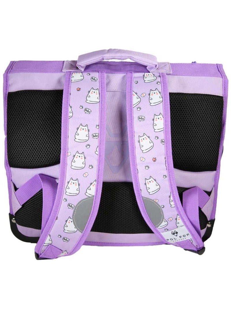 Mochila escolar niña POL FOX HELLO 38 cm reversible 2 compartimentos violeta motivo gato Multicolor - Kiabi