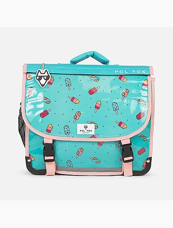 Mochila escolar niña POL FOX ICE POP 38 cm reversible 2 compartimentos rosa y azul motivo helado