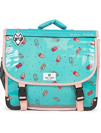 Mochila escolar niña POL FOX ICE POP 38 cm reversible 2 compartimentos rosa y azul motivo helado
