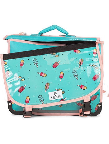 Mochila escolar niña POL FOX ICE POP 38 cm reversible 2 compartimentos rosa y azul motivo helado