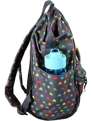Mochila escolar niño 1 compartimento POL FOX Space Invader gris motivo extraterrestre gaming