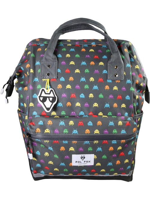 Mochila escolar niño 1 compartimento POL FOX Space Invader gris motivo extraterrestre gaming - Kiabi Mochila escolar niño 1 compartimento POL FOX Space Invader gris motivo extraterrestre gaming - Kiabi