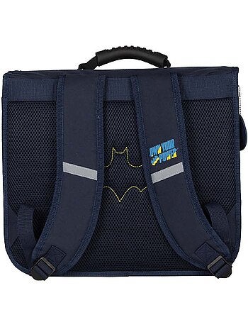 Mochila escolar niño Batman 38 cm azul y amarilla 2 compartimentos