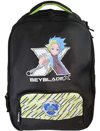 Mochila escolar niño Beyblade X 38 cm negra y verde 2 compartimentos