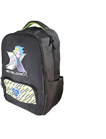 Mochila escolar niño Beyblade X 38 cm negra y verde 2 compartimentos