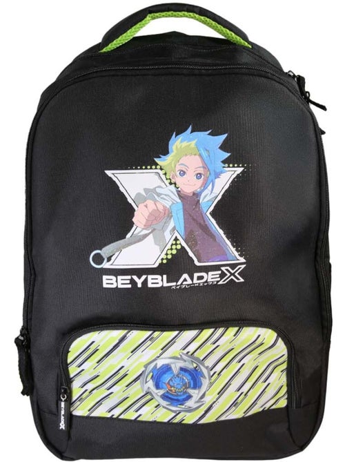 Mochila escolar niño Beyblade X 38 cm negra y verde 2 compartimentos - Kiabi