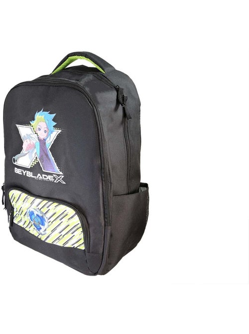 Mochila escolar niño Beyblade X 38 cm negra y verde 2 compartimentos - Kiabi