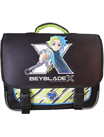 Mochila escolar niño Beyblade X 38 cm negra y verde 2 compartimentos