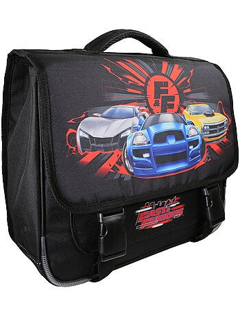 Mochila escolar niño Fast & Furious 38 cm negra 2 compartimentos
