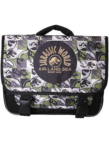 Mochila escolar niño Jurassic World 38 cm verde y gris 2 compartimentos