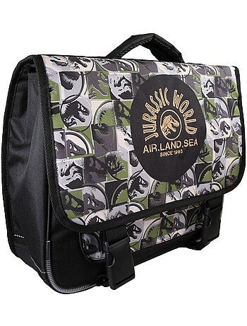 Mochila escolar niño Jurassic World 38 cm verde y gris 2 compartimentos